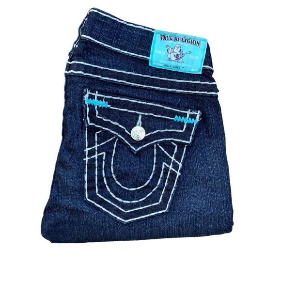 Vintage True Religion Jeans Size 27 BILLY SUPER T RARE BLUE STITCH - Picture 6 of 7